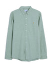 Steen Slim Fit Brushed Organic Cotton Shirt In Green Meadow Marl