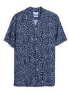 Landon Short Sleeve Floral Print Shirt In True Navy