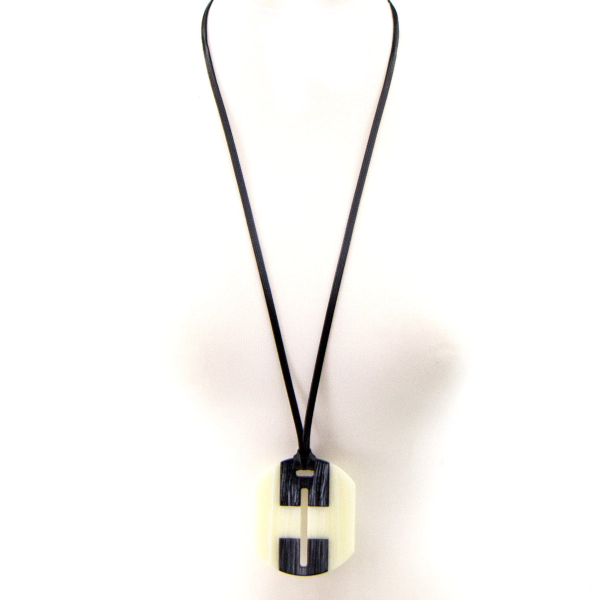 Scratched oval shape resin contemporary pendant with adjustable cord