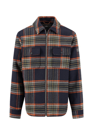 Wool check overshirt RWS - Dark Navy