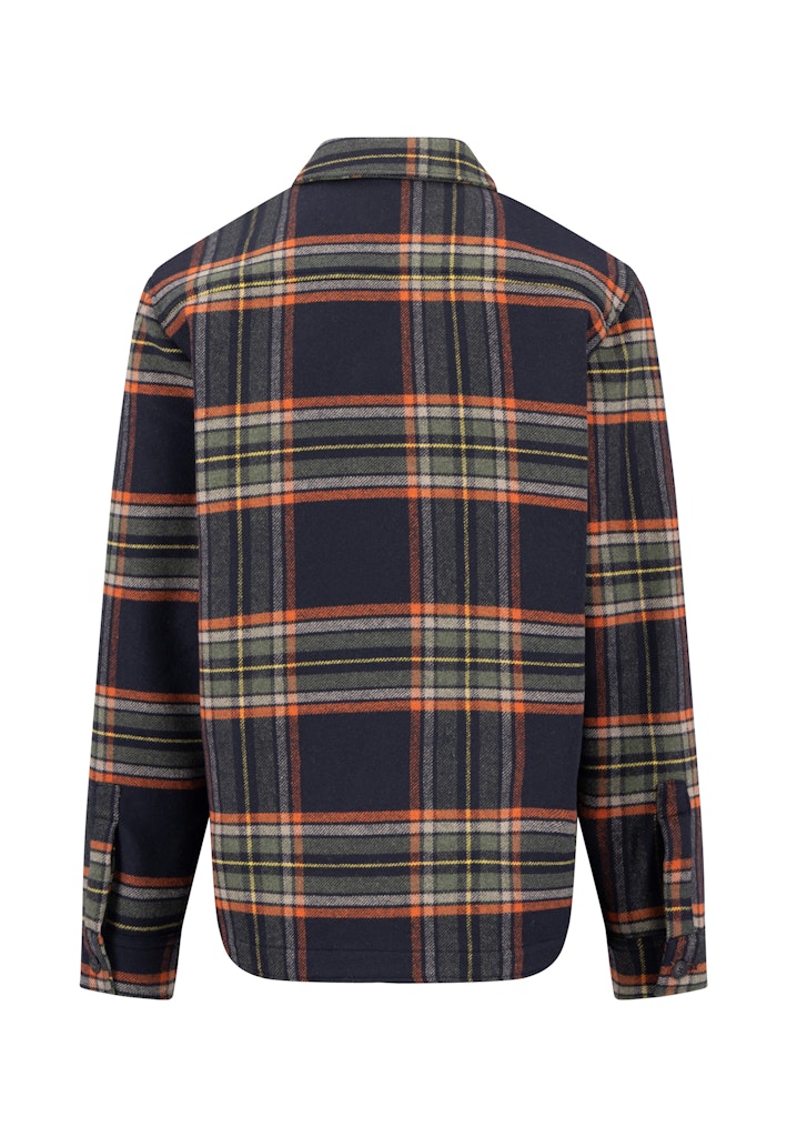 Wool check overshirt RWS - Dark Navy