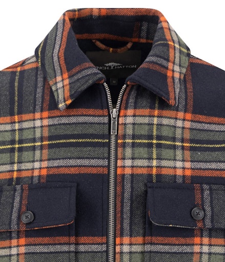 Wool check overshirt RWS - Dark Navy