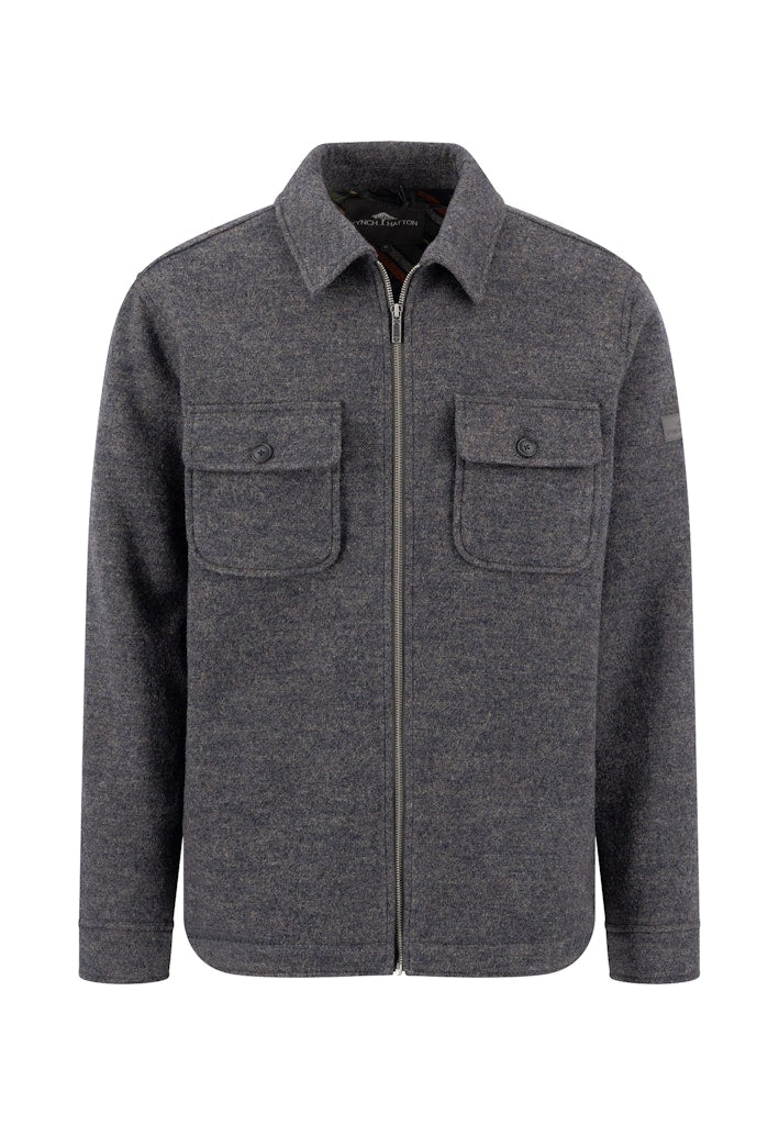 Wool Zip Overshirt RWS - Grey Melange