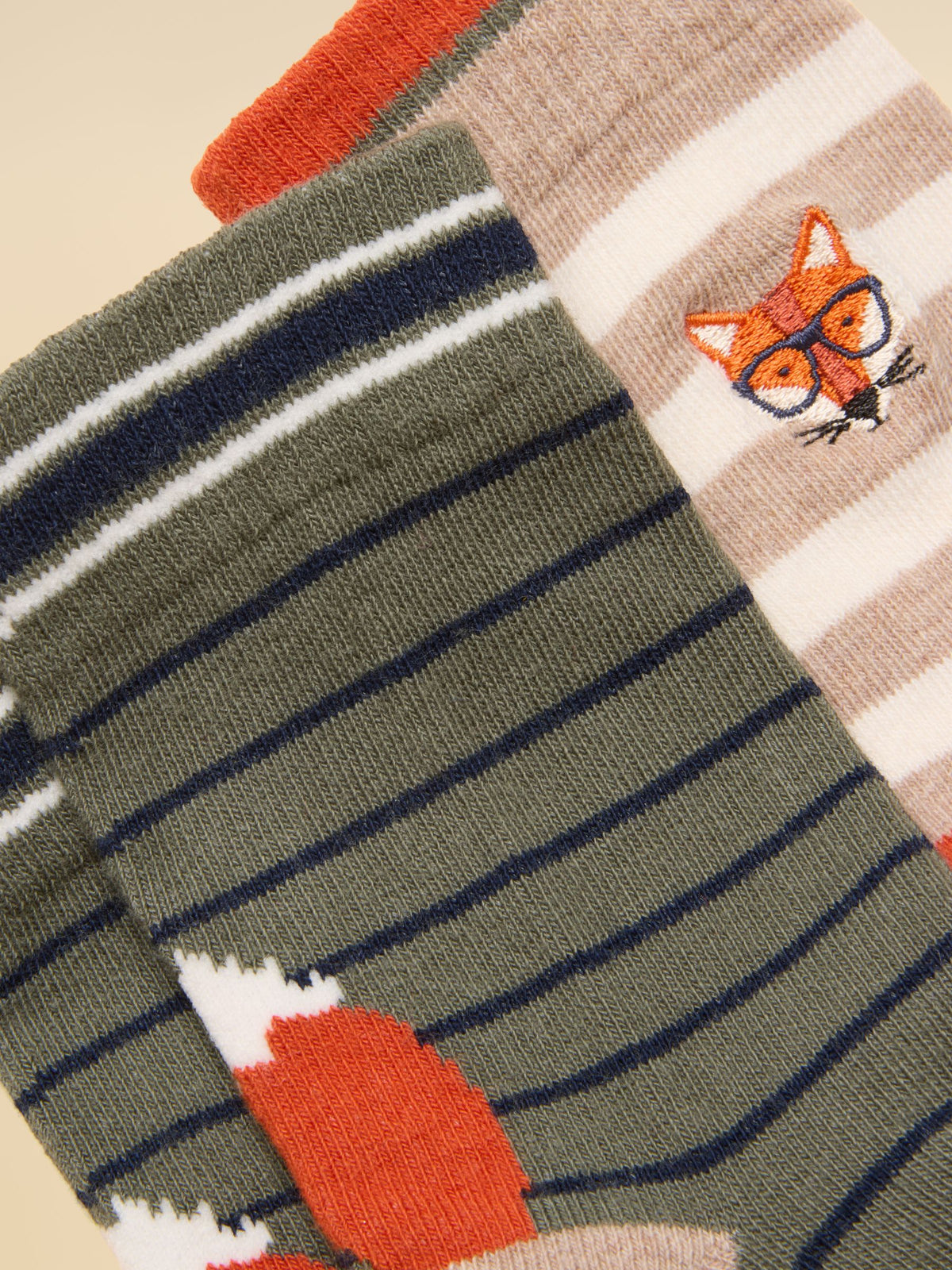 Eat Feet Socks (2 Pack) - Khaki & Orange Fox