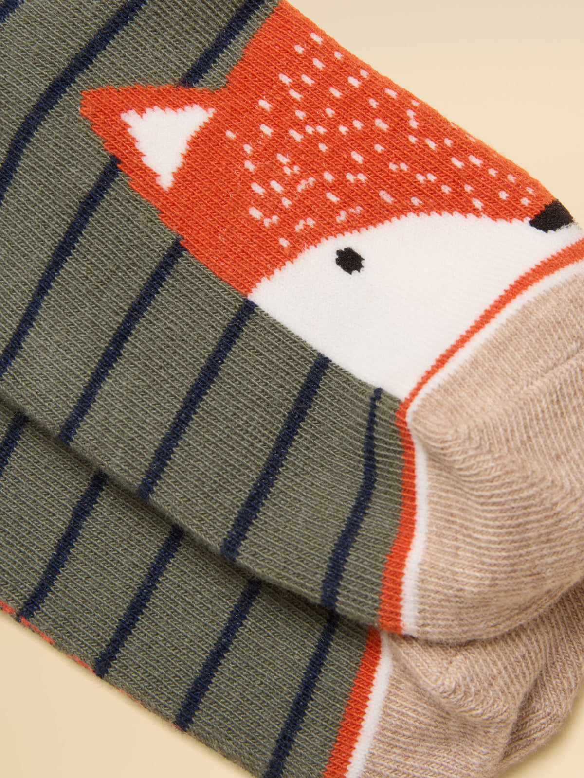 Eat Feet Socks (2 Pack) - Khaki & Orange Fox