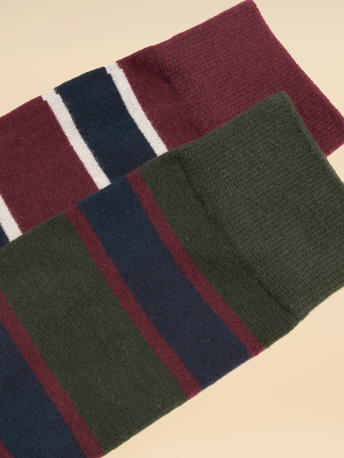 Kingsbury Socks 2 Pack - Green & Red Stripe