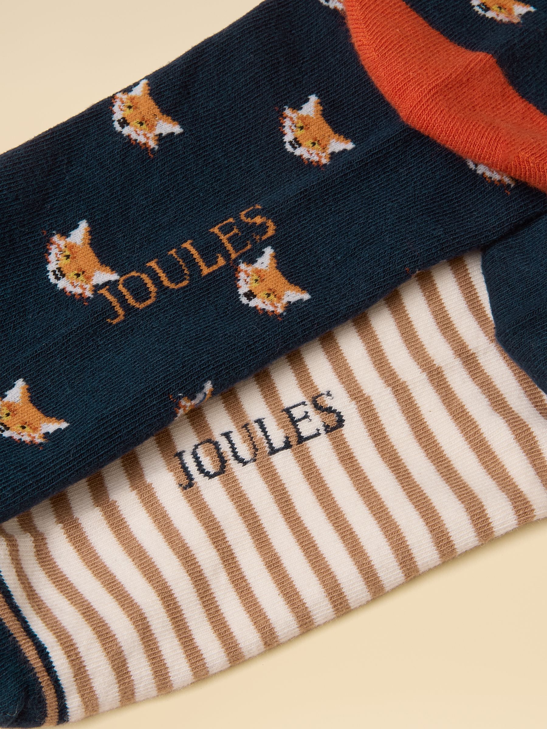 Men's Kingsbury Tan & Navy Fox Socks 2 Pack (size 7-12)