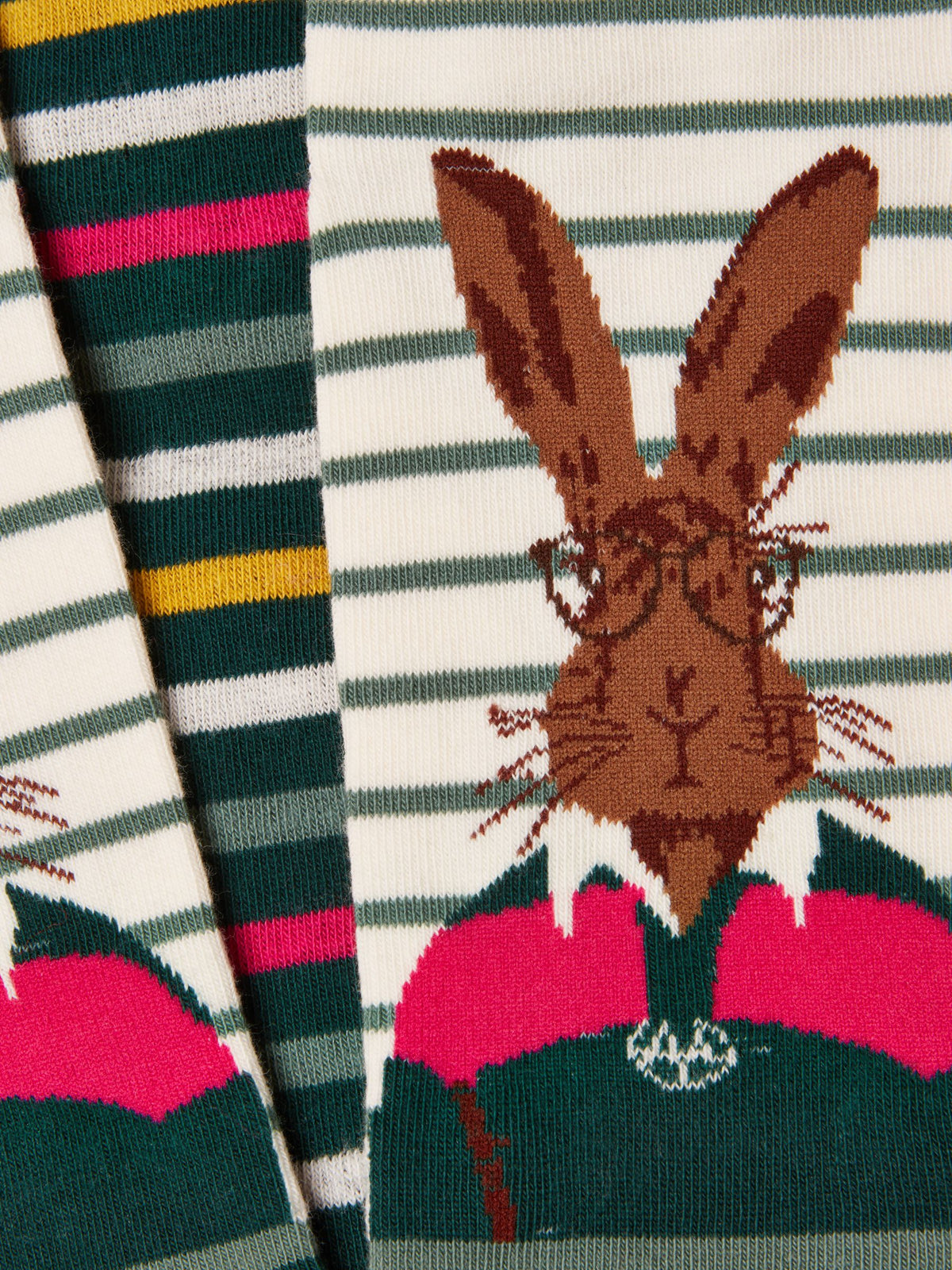 Everyday Cotton Blend Socks 2 Pack - Pink & Green Hare