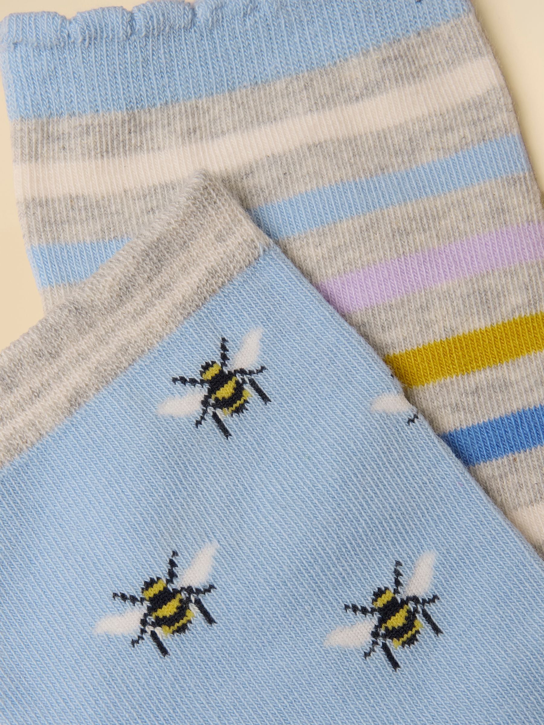 Women's Everyday Blue Bee Cotton Blend Socks 2 Pack