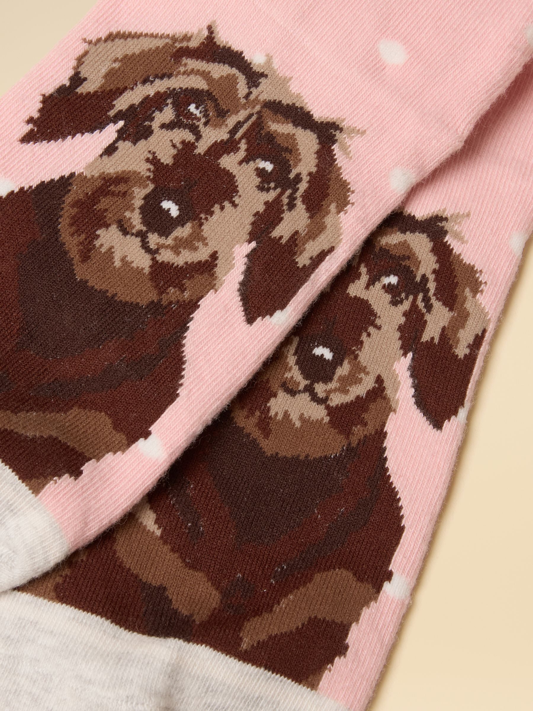 Women's Everyday Pink & Grey Dog Cotton Blend Socks 2 Pack
