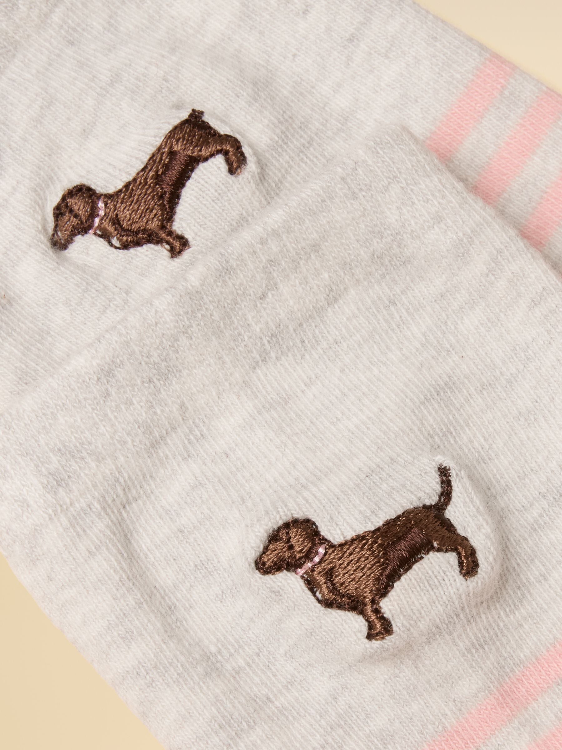 Women's Everyday Pink & Grey Dog Cotton Blend Socks 2 Pack