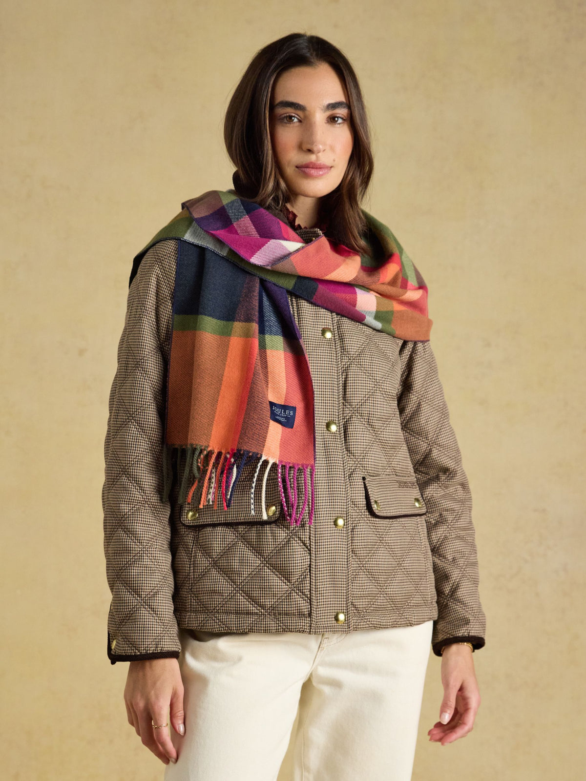 Scarf - Khaki/Orange Check