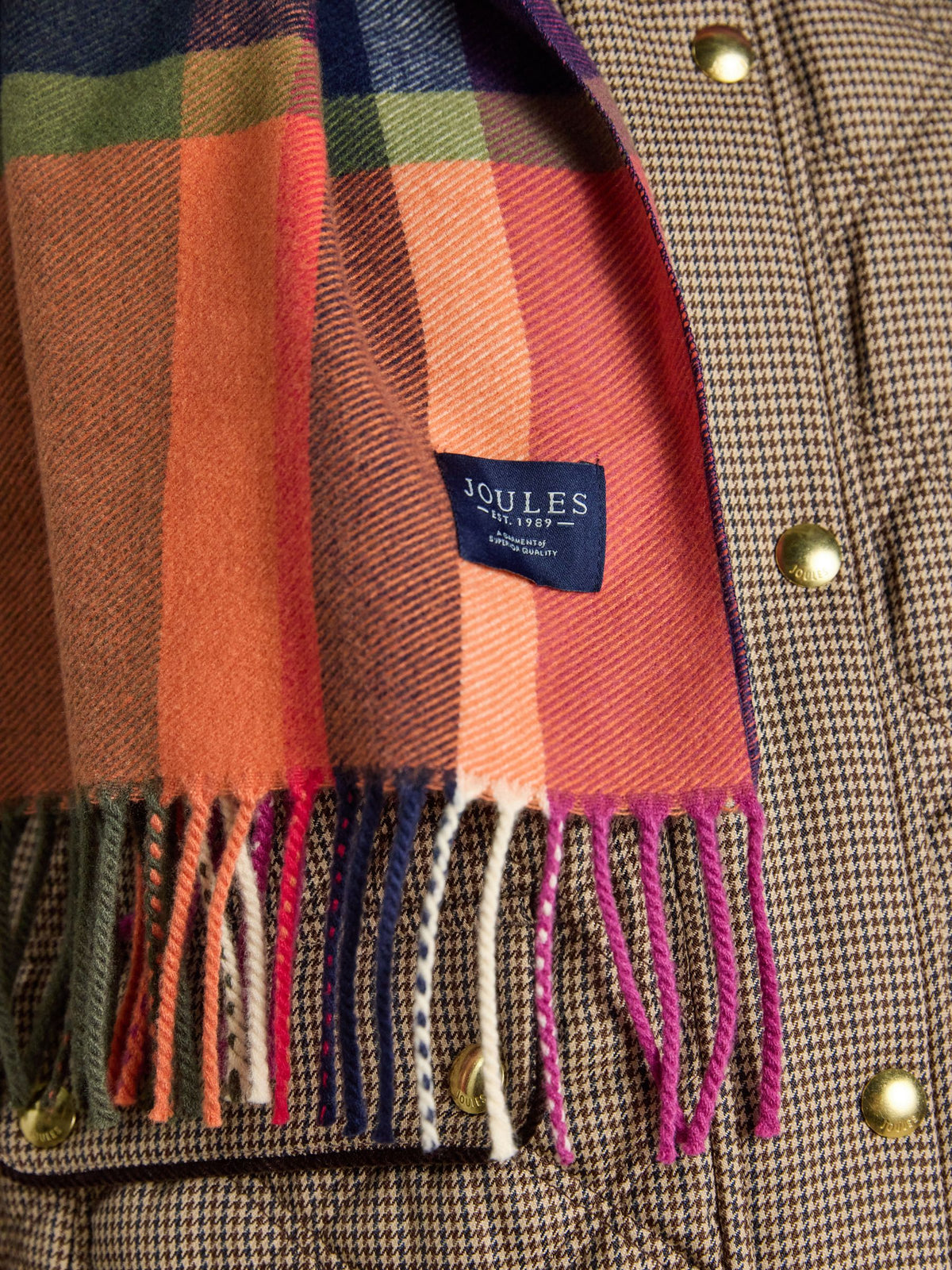 Scarf - Khaki/Orange Check