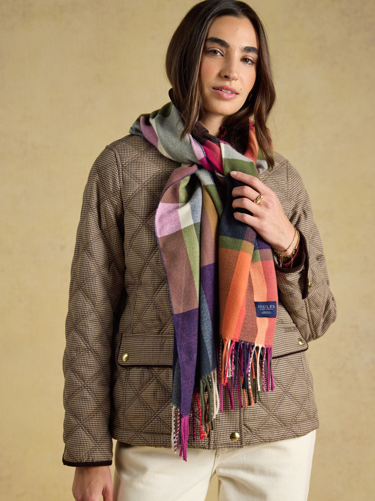 Scarf - Khaki/Orange Check