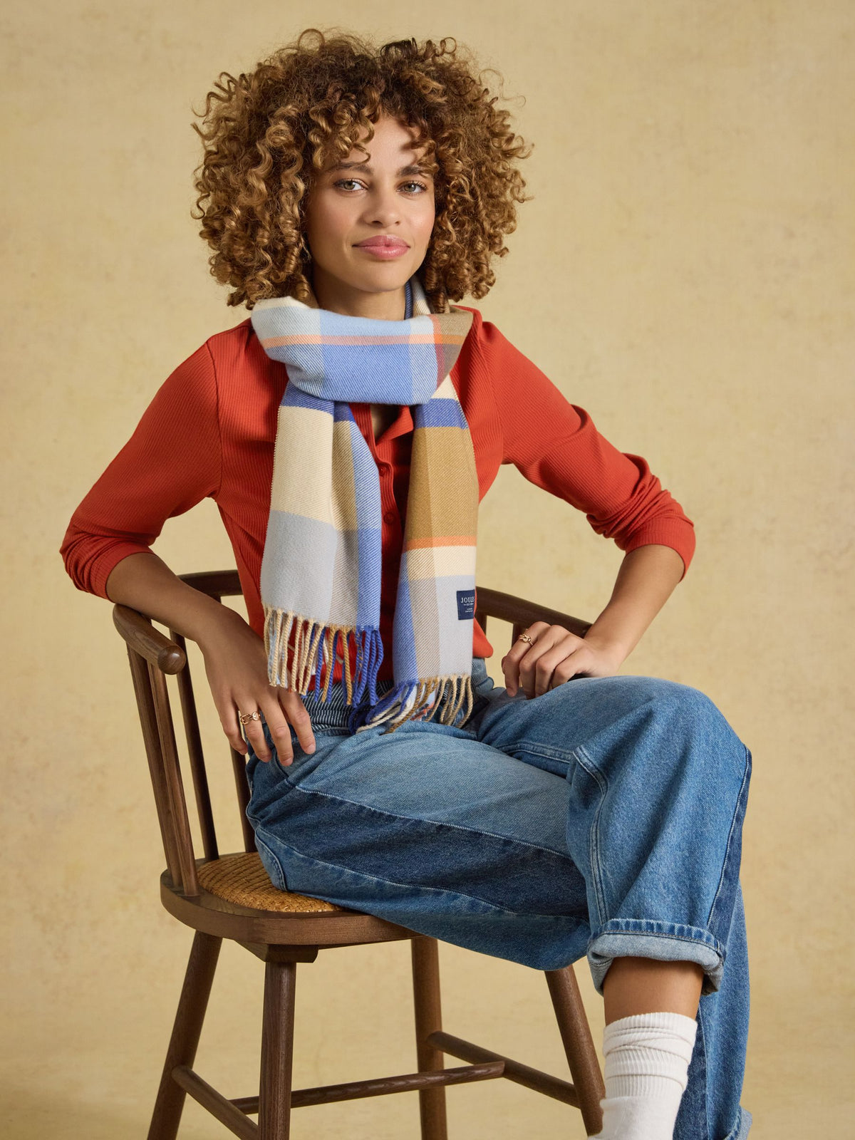 Scarf - Blue Cream Check