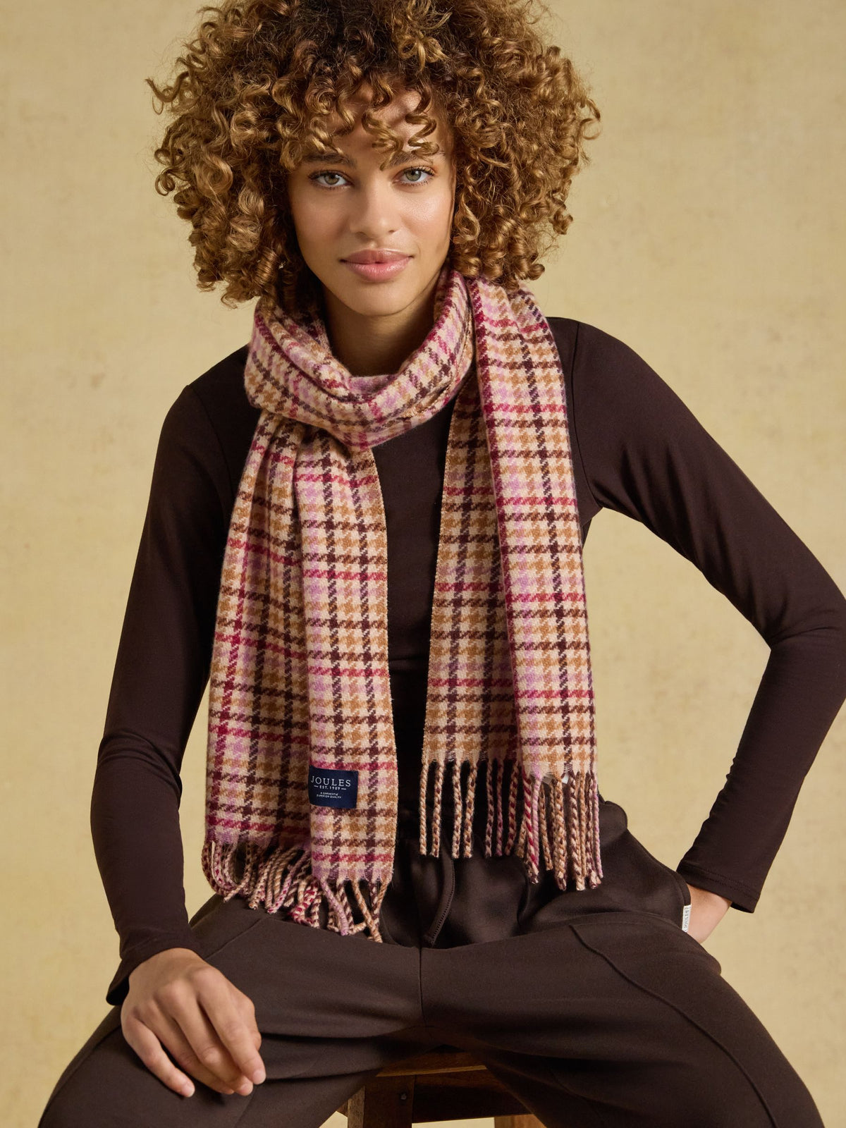 Scarf - Berry Houndstooth