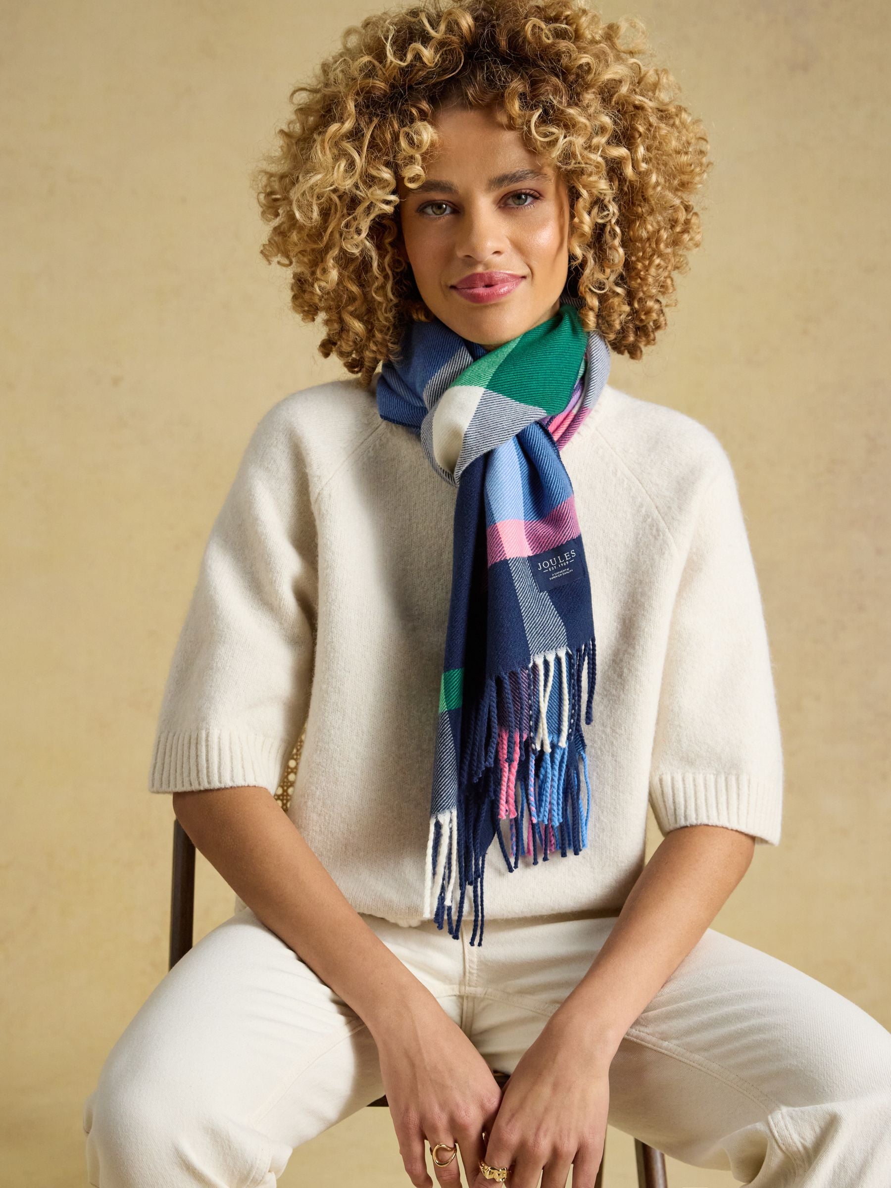 Langtree Navy & Pink Check Scarf