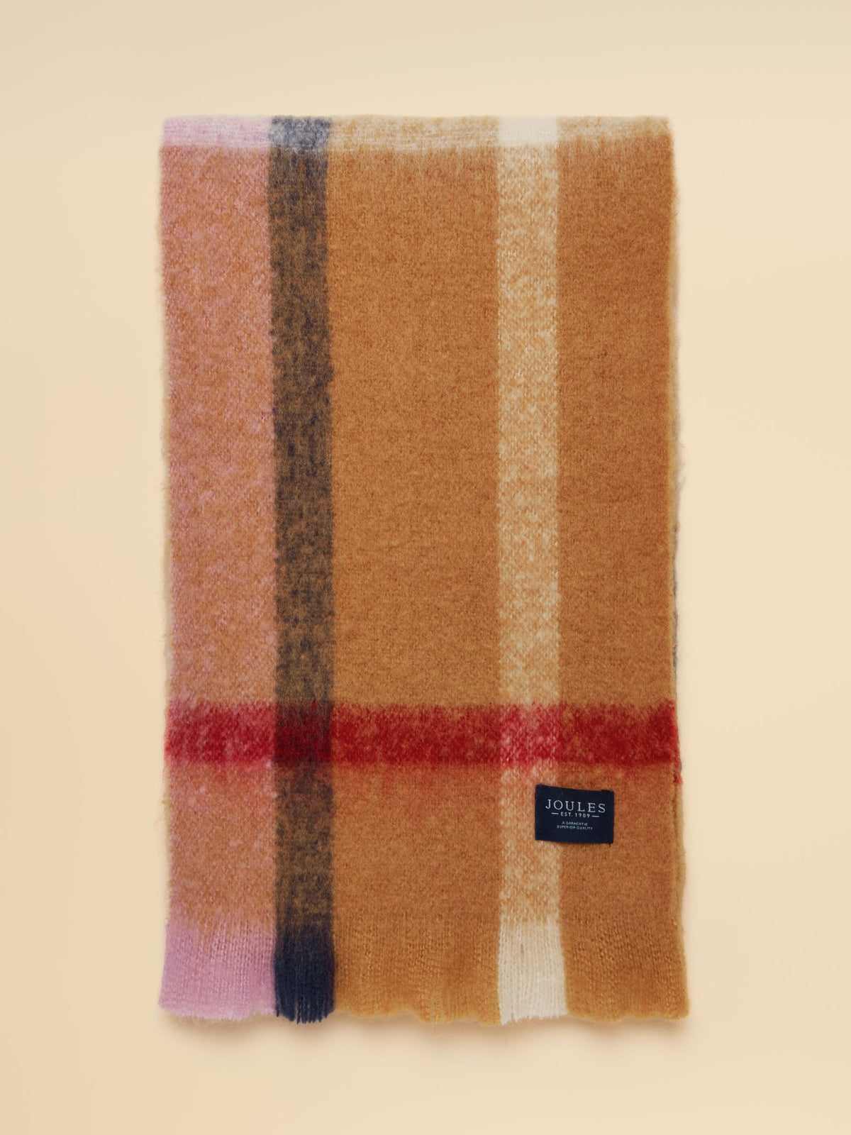 Brushed Scarf - Tan Brown Check