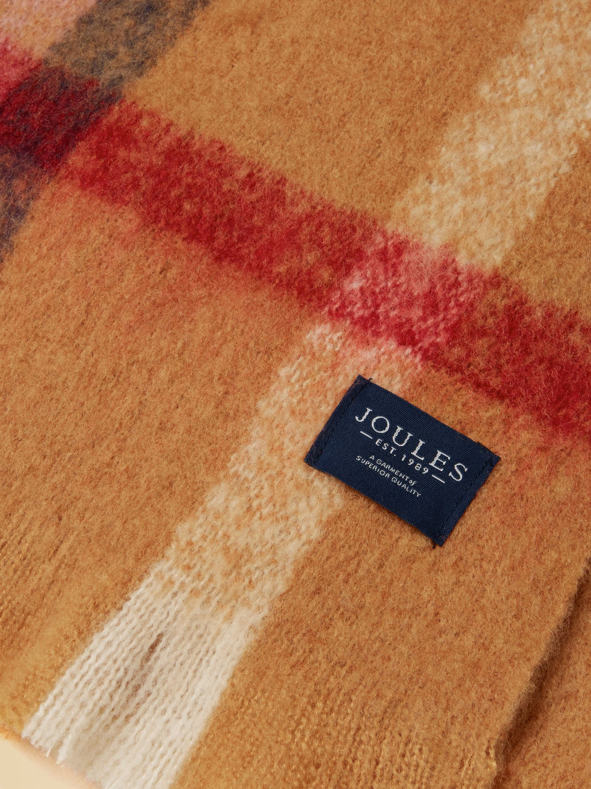 Brushed Scarf - Tan Brown Check