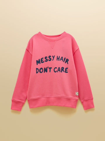 Kids' Sundaze Pink Slogan Crew Neck Sweatshirt