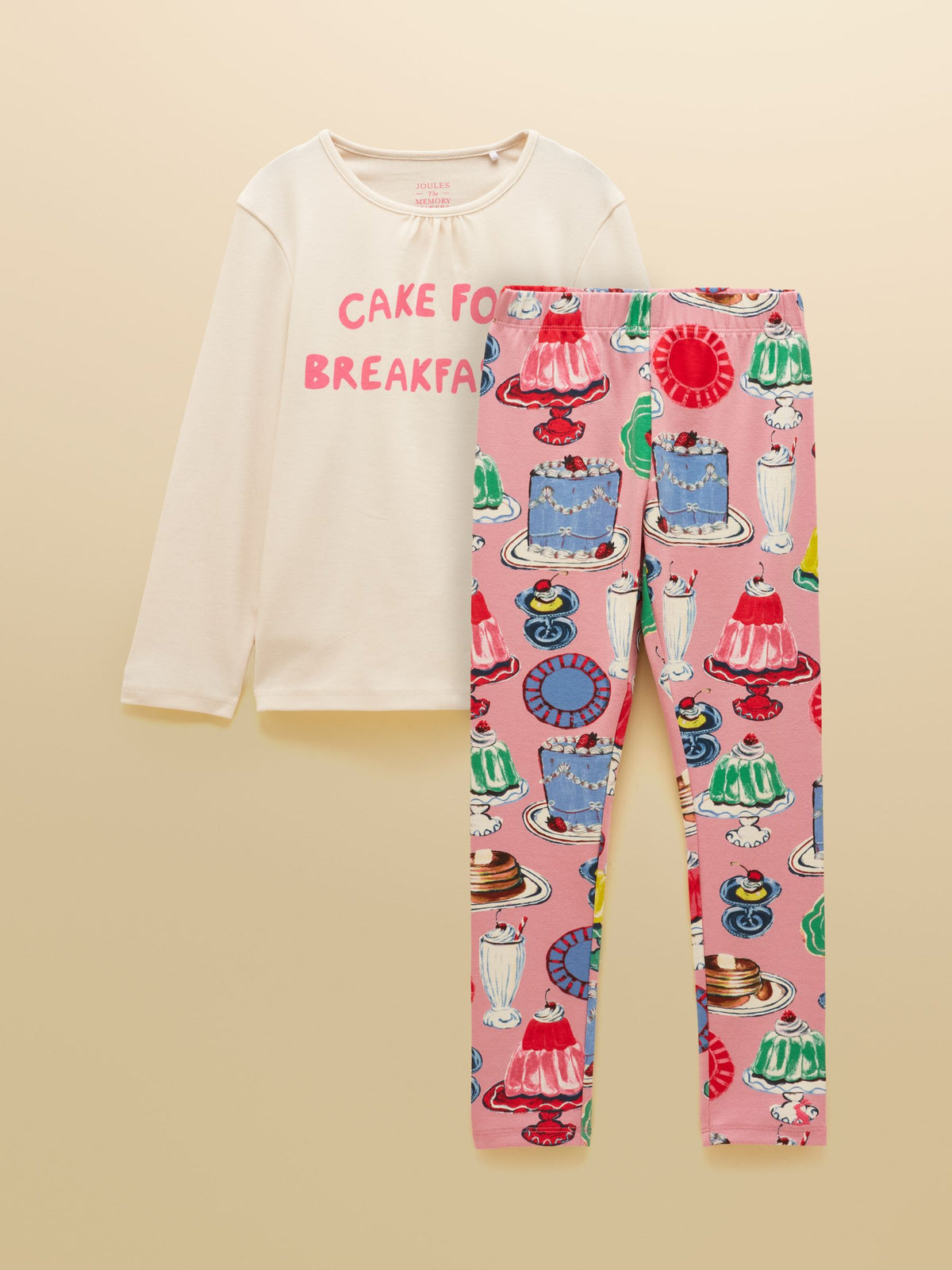Kipwell Long Sleeve Pyjama Set – Cream/Pink