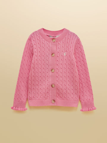 Girls' Mallory Pink Cable Cardigan