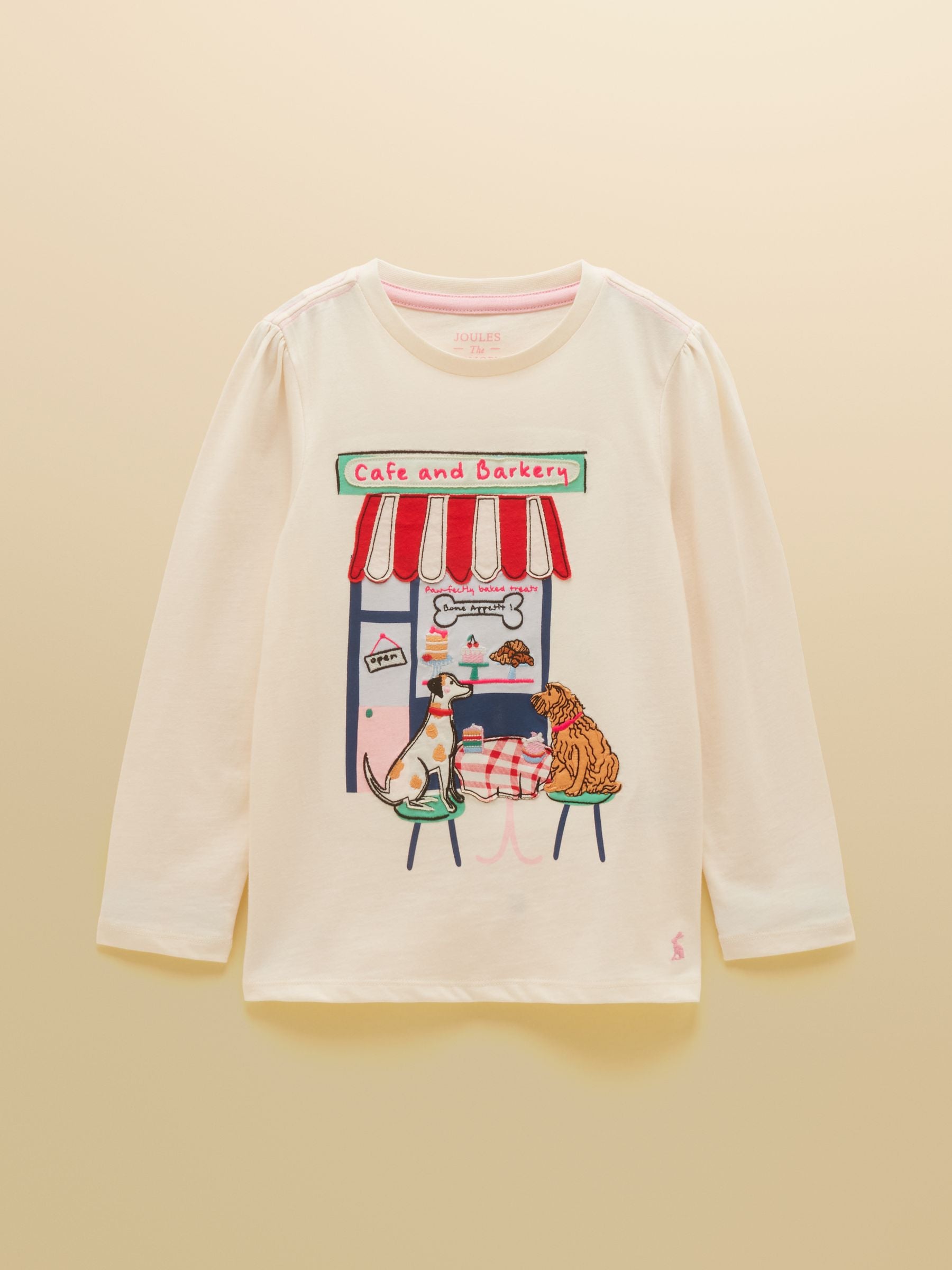 Girls' Ava Cream Applique Long Sleeve Top