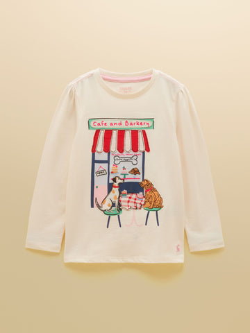 Girls' Ava Cream Applique Long Sleeve Top