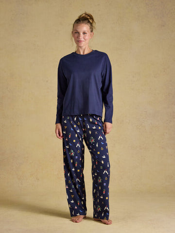 Lyla Cotton Pyjama Set - Navy Icons
