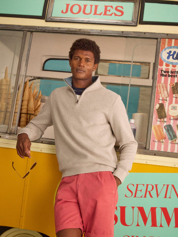 Alistair Oatmeal French Ribbed Quarter Zip Sweatshirt