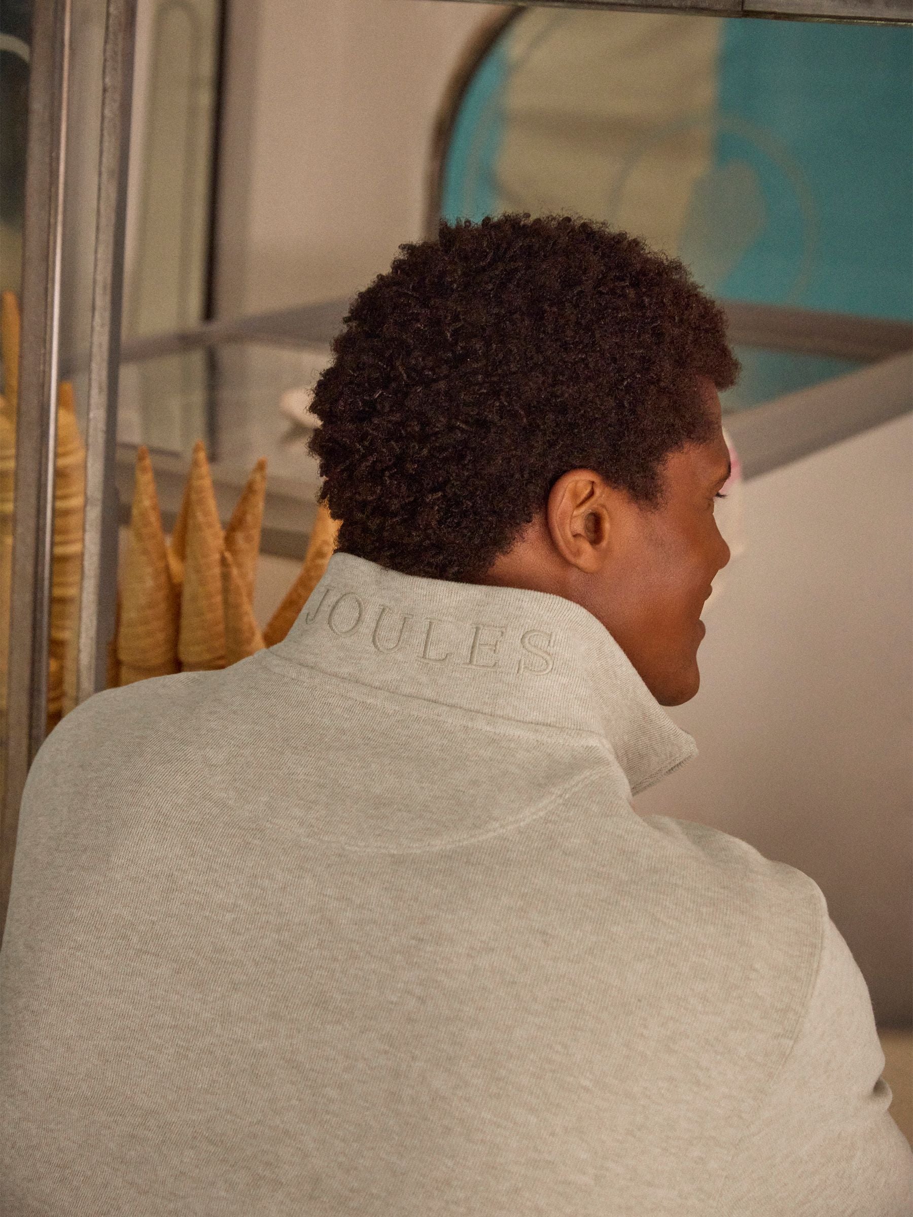 Alistair Oatmeal French Ribbed Quarter Zip Sweatshirt