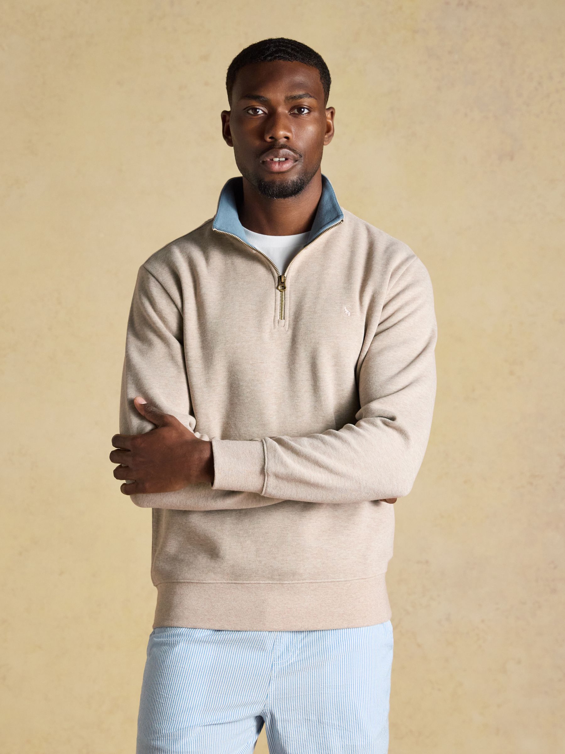 Alistair Oatmeal French Ribbed Quarter Zip Sweatshirt