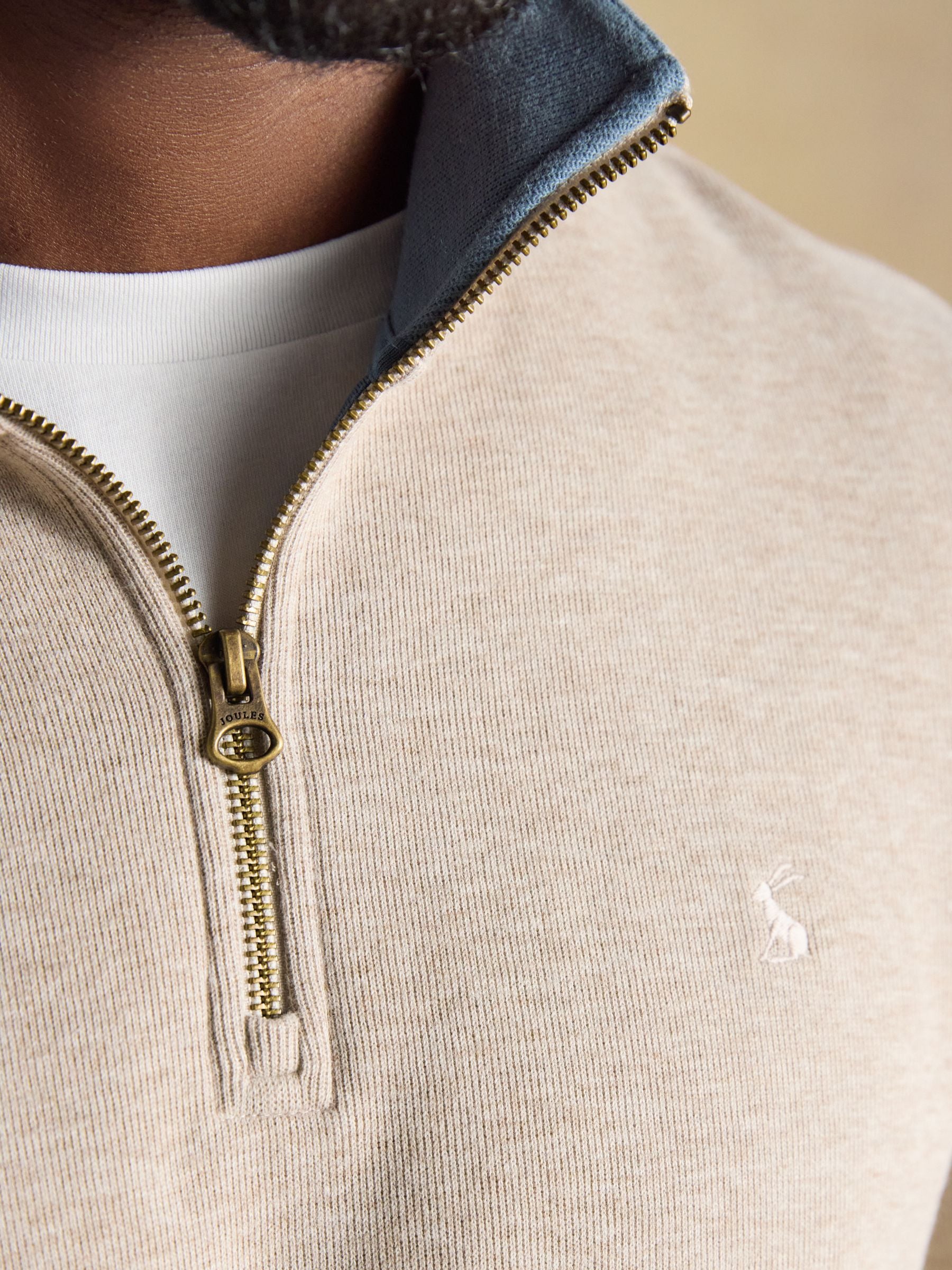 Alistair Oatmeal French Ribbed Quarter Zip Sweatshirt