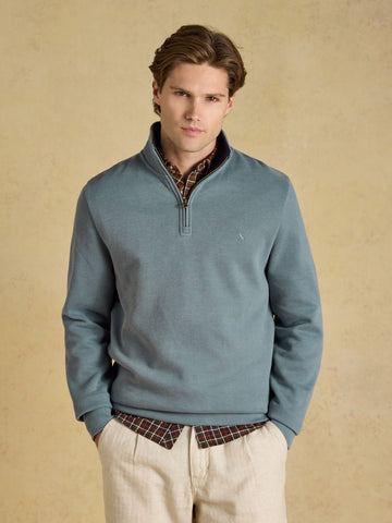 Alistair Blue French Ribbed Quarter Zip Sweatshirt