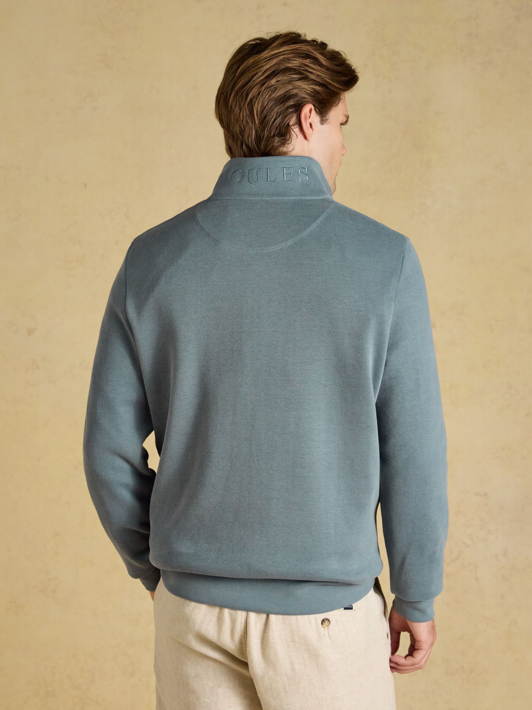 Alistair Blue French Ribbed Quarter Zip Sweatshirt