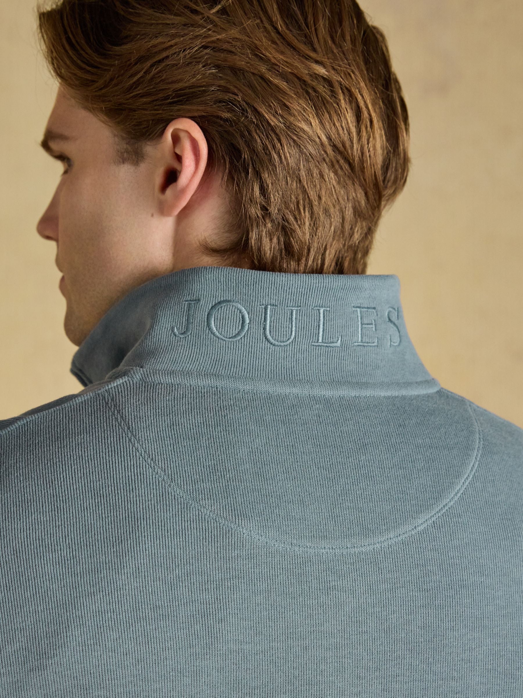 Alistair Blue French Ribbed Quarter Zip Sweatshirt