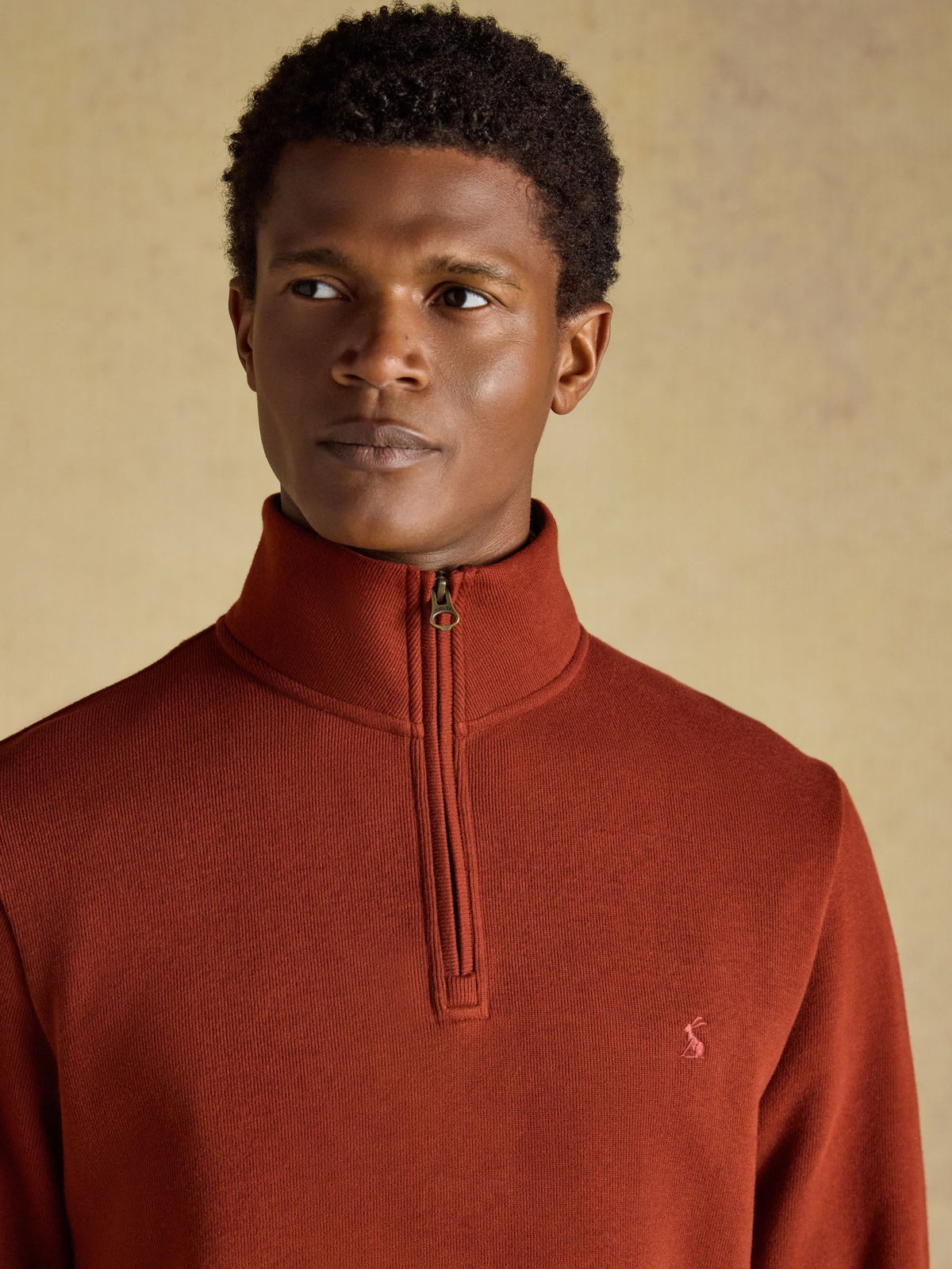 Alistair French Ribbed Quarter Zip Sweatshirt - Red