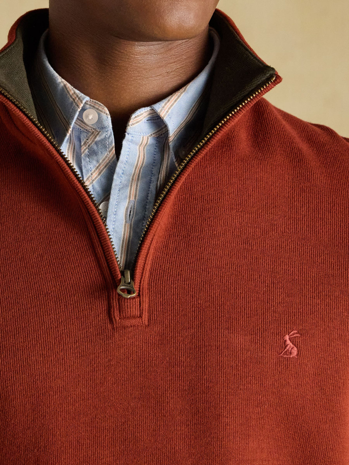Alistair French Ribbed Quarter Zip Sweatshirt - Red