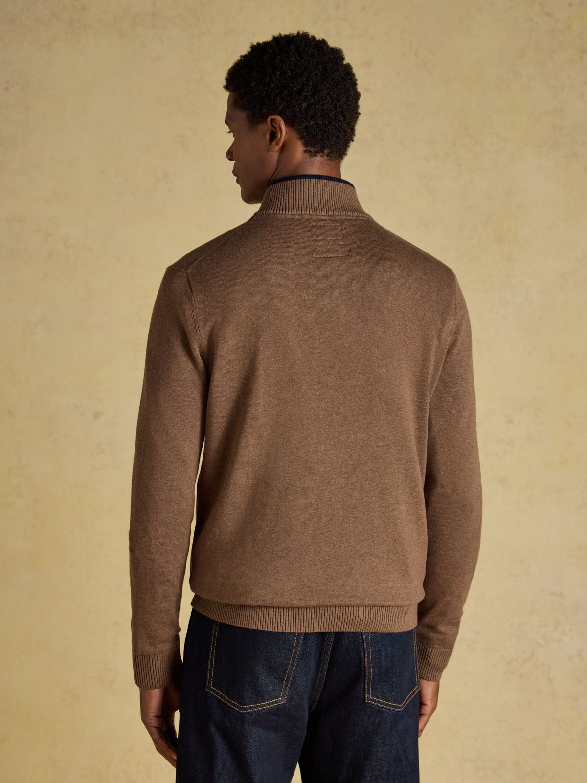 Hillside Quarter Zip Knitted Jumper - Brown