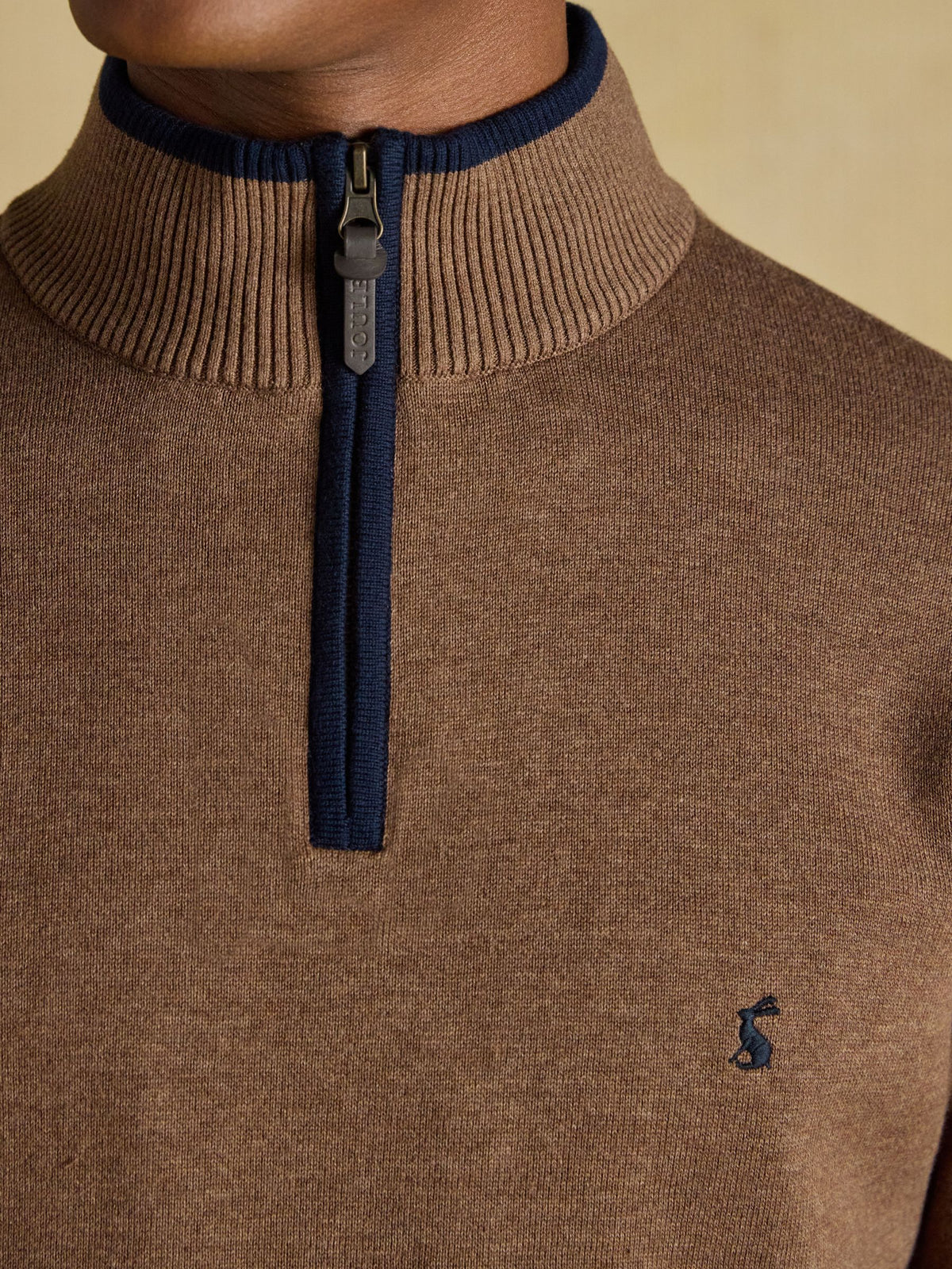 Hillside Quarter Zip Knitted Jumper - Brown