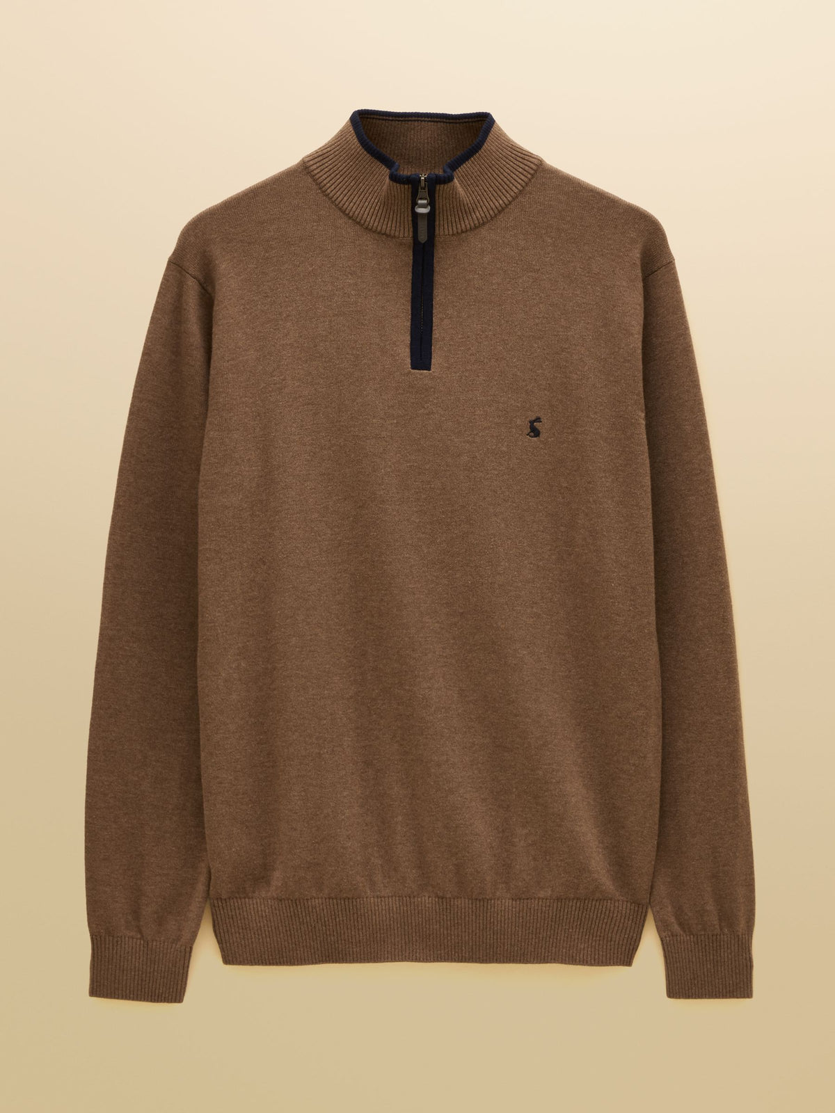 Hillside Quarter Zip Knitted Jumper - Brown