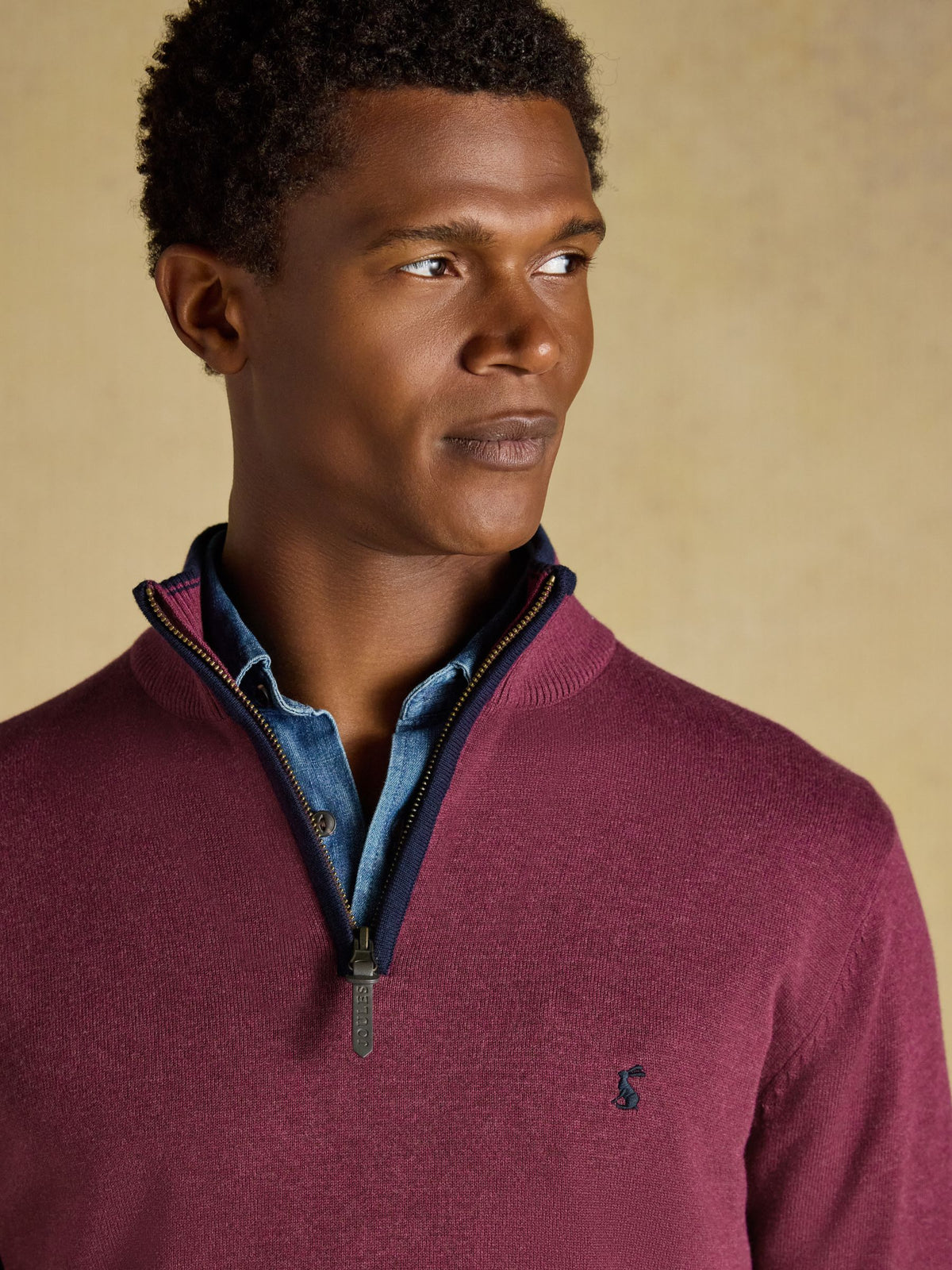 Hillside Quarter Zip Knitted Jumper - Plum