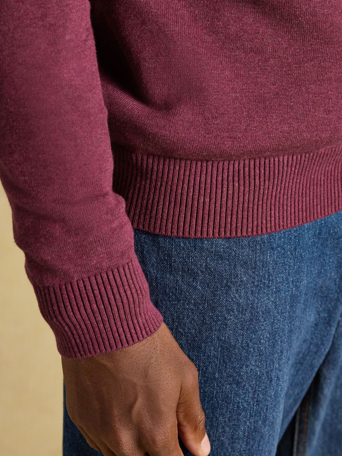 Hillside Quarter Zip Knitted Jumper - Plum