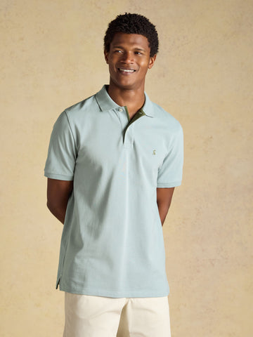 Woody Blue/Grey Cotton Pique Polo Shirt