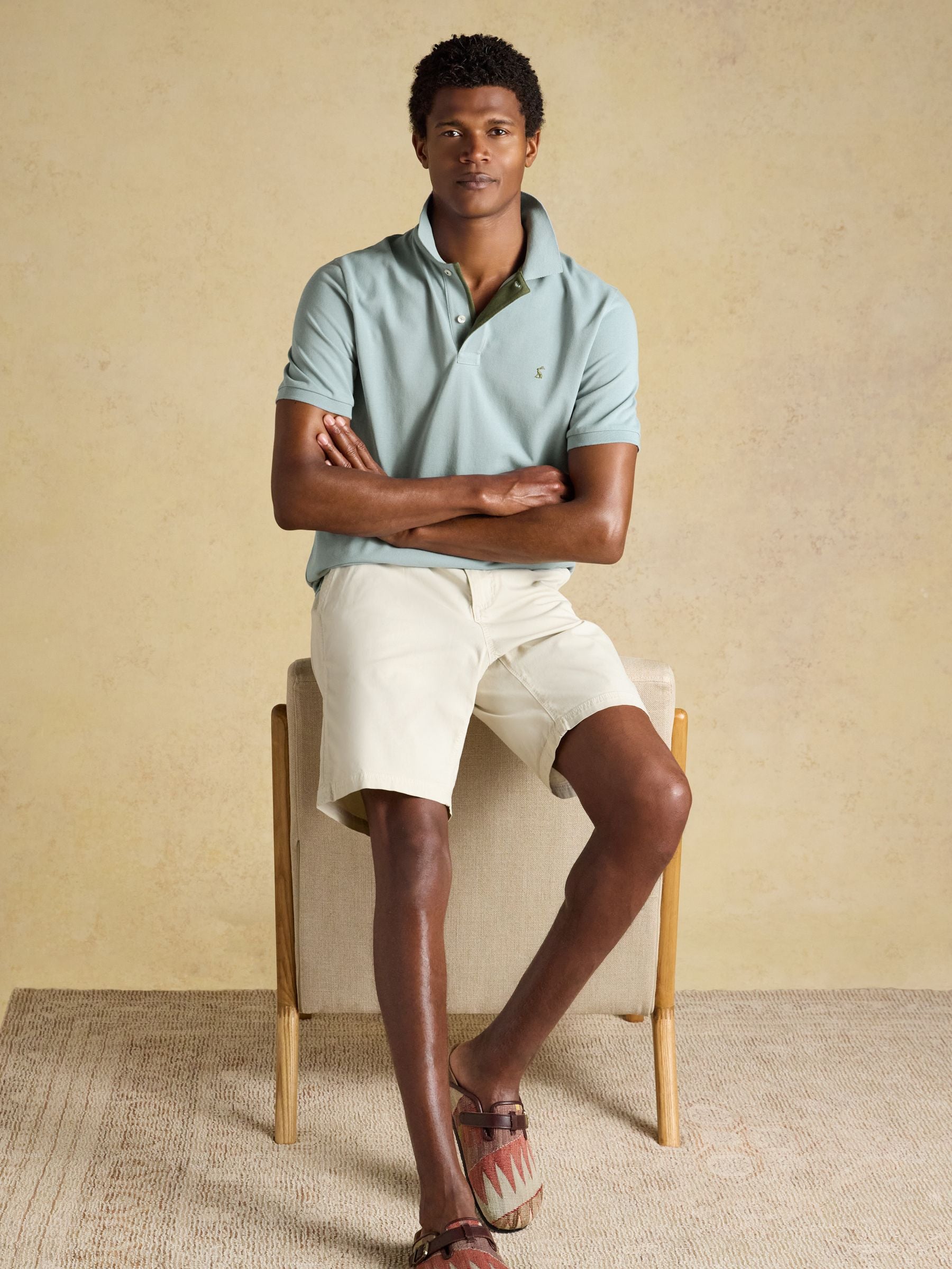 Woody Blue/Grey Cotton Pique Polo Shirt