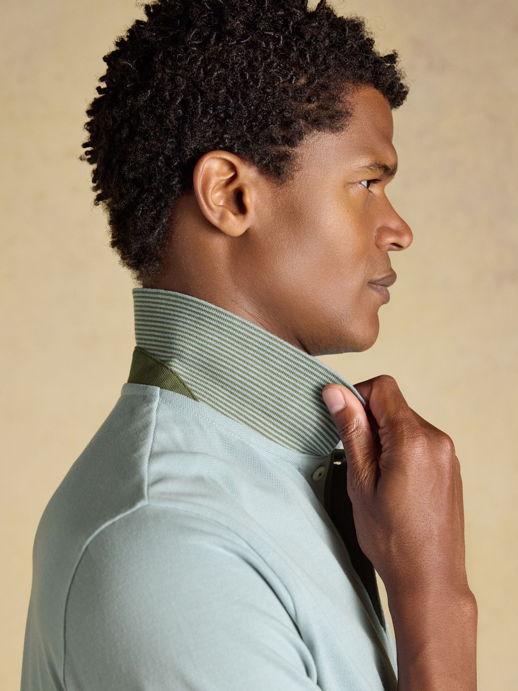 Woody Blue/Grey Cotton Pique Polo Shirt