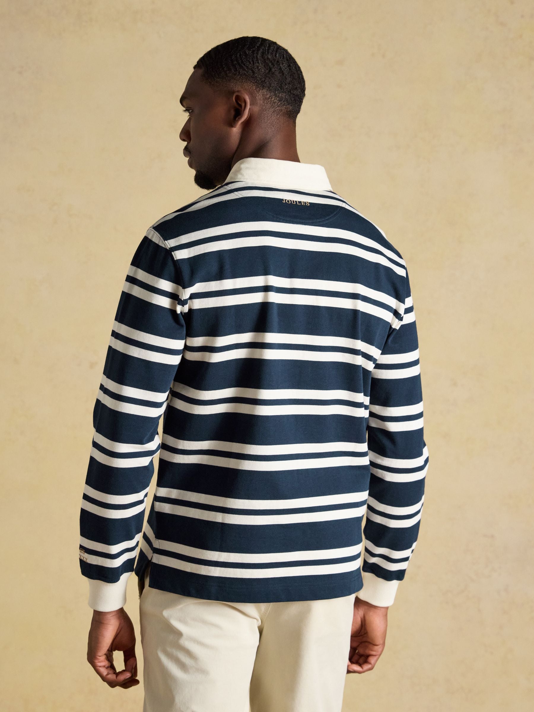 Rugby Club Navy & White Long Sleeve Striped Rugby Shirt