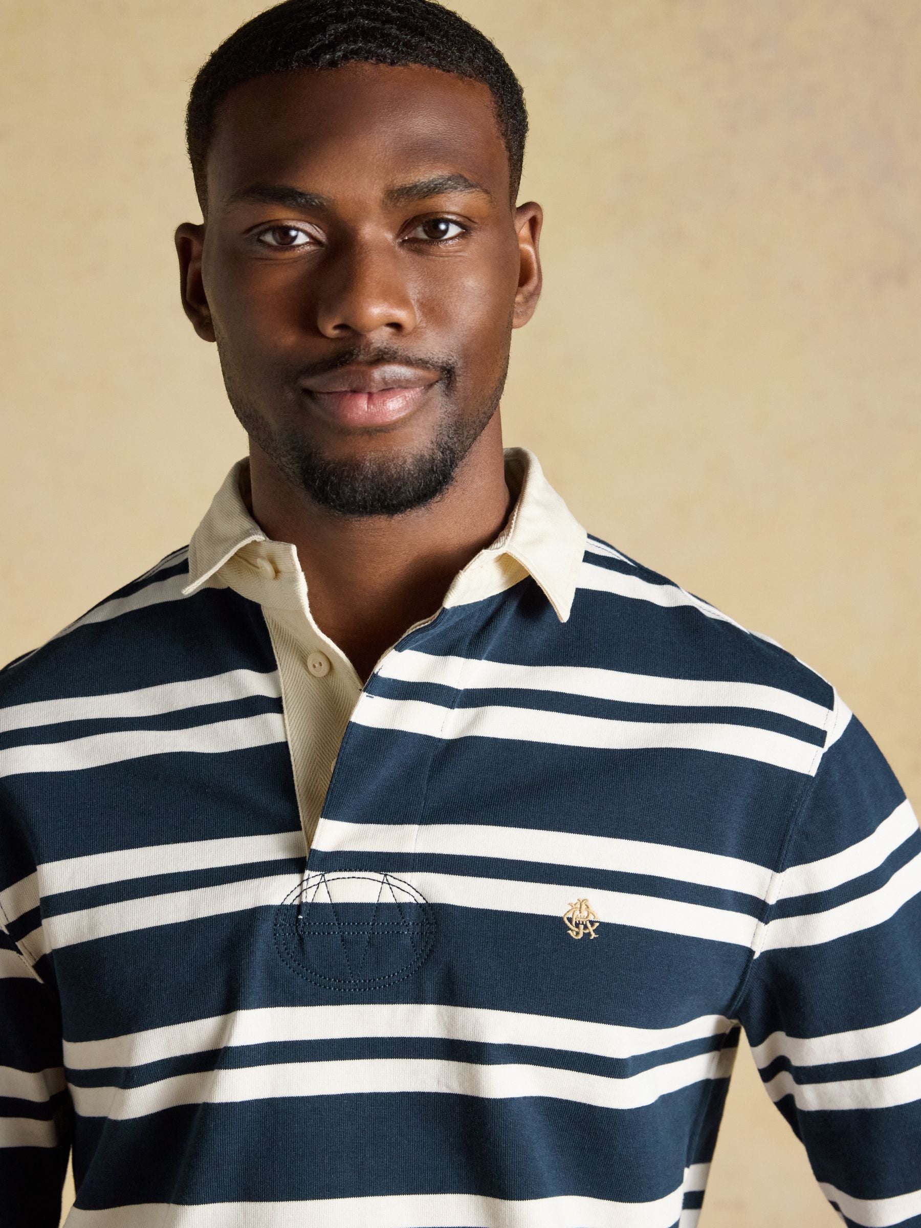 Rugby Club Navy & White Long Sleeve Striped Rugby Shirt