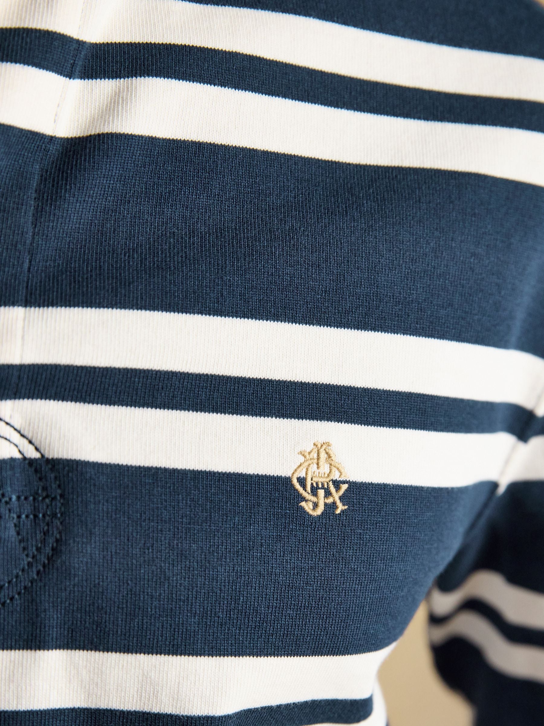 Rugby Club Navy & White Long Sleeve Striped Rugby Shirt