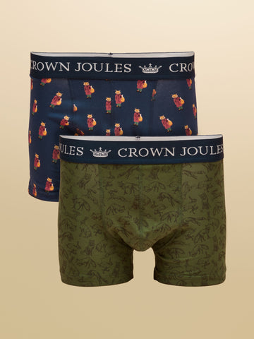 No Fox Given Green/Navy Cotton Jersey Boxer Shorts 2 pack